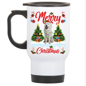 Xmas Tree Lighting Great Pyrenees Dog Merry Christmas Gift Stainless Steel Travel Mug