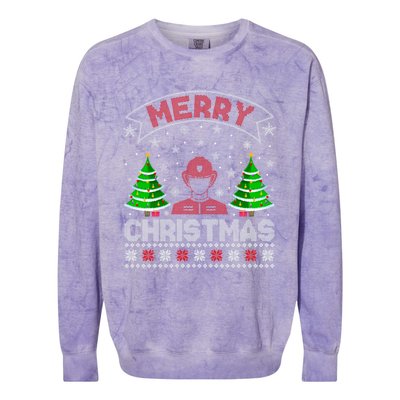 Xmas Tree Lighting Firefighter Ugly Christmas Gift Colorblast Crewneck Sweatshirt