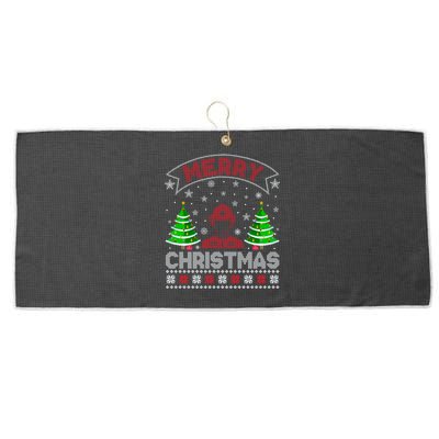 Xmas Tree Lighting Firefighter Ugly Christmas Gift Large Microfiber Waffle Golf Towel