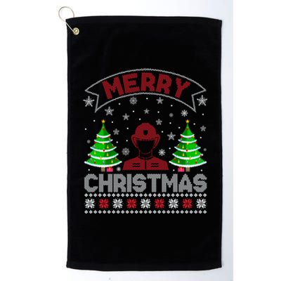 Xmas Tree Lighting Firefighter Ugly Christmas Gift Platinum Collection Golf Towel