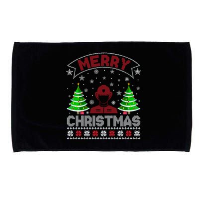 Xmas Tree Lighting Firefighter Ugly Christmas Gift Microfiber Hand Towel