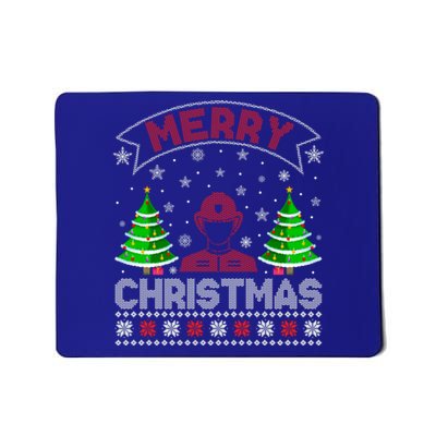 Xmas Tree Lighting Firefighter Ugly Christmas Gift Mousepad