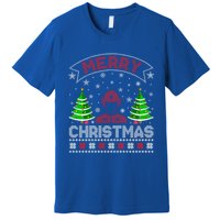 Xmas Tree Lighting Firefighter Ugly Christmas Gift Premium T-Shirt