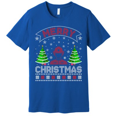 Xmas Tree Lighting Firefighter Ugly Christmas Gift Premium T-Shirt