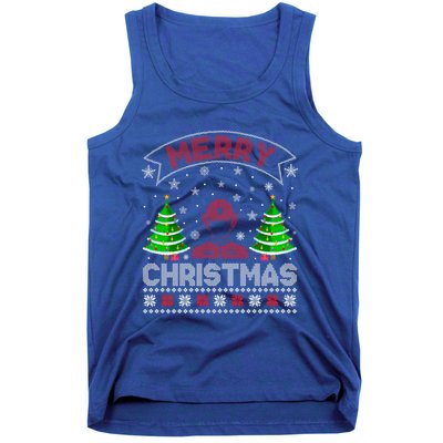 Xmas Tree Lighting Firefighter Ugly Christmas Gift Tank Top