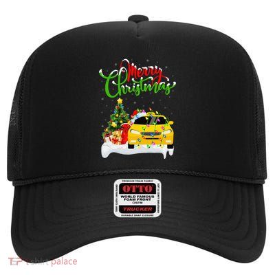 Xmas Tree Lighting Santa Hat Taxi Christmas High Crown Mesh Back Trucker Hat