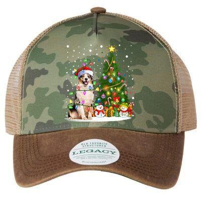 Xmas Tree Lighting Santa Australian Shepherd Dog Christmas Cool Gift Legacy Tie Dye Trucker Hat