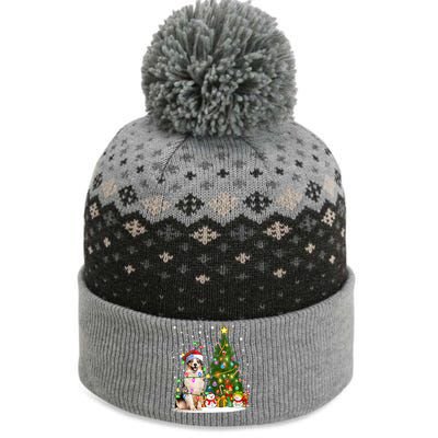 Xmas Tree Lighting Santa Australian Shepherd Dog Christmas Cool Gift The Baniff Cuffed Pom Beanie