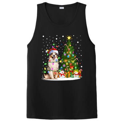 Xmas Tree Lighting Santa Australian Shepherd Dog Christmas Cool Gift PosiCharge Competitor Tank