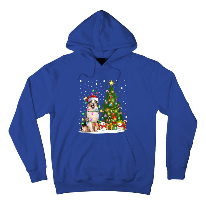 Xmas Tree Lighting Santa Australian Shepherd Dog Christmas Cool Gift Hoodie