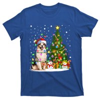 Xmas Tree Lighting Santa Australian Shepherd Dog Christmas Cool Gift T-Shirt