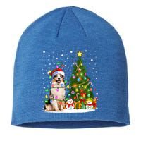 Xmas Tree Lighting Santa Australian Shepherd Dog Christmas Cool Gift Sustainable Beanie