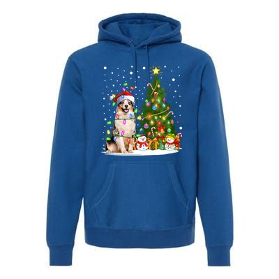 Xmas Tree Lighting Santa Australian Shepherd Dog Christmas Cool Gift Premium Hoodie