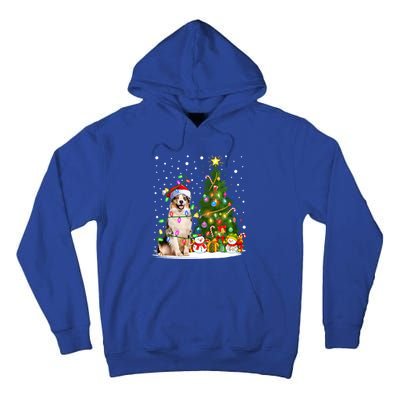 Xmas Tree Lighting Santa Australian Shepherd Dog Christmas Cool Gift Tall Hoodie