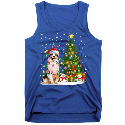 Xmas Tree Lighting Santa Australian Shepherd Dog Christmas Cool Gift Tank Top