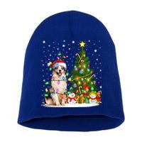 Xmas Tree Lighting Santa Australian Shepherd Dog Christmas Cool Gift Short Acrylic Beanie