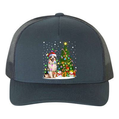 Xmas Tree Lighting Santa Australian Shepherd Dog Christmas Cool Gift Yupoong Adult 5-Panel Trucker Hat