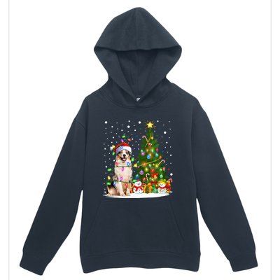 Xmas Tree Lighting Santa Australian Shepherd Dog Christmas Cool Gift Urban Pullover Hoodie