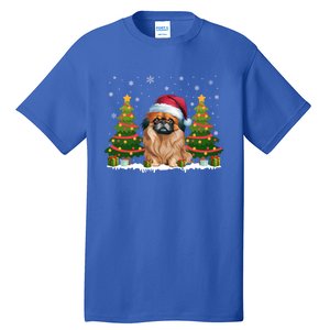 Xmas Tree Lights Pekingese Dog Santa Hat Christmas Meaningful Gift Tall T-Shirt