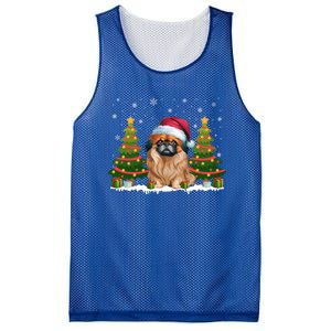 Xmas Tree Lights Pekingese Dog Santa Hat Christmas Meaningful Gift Mesh Reversible Basketball Jersey Tank