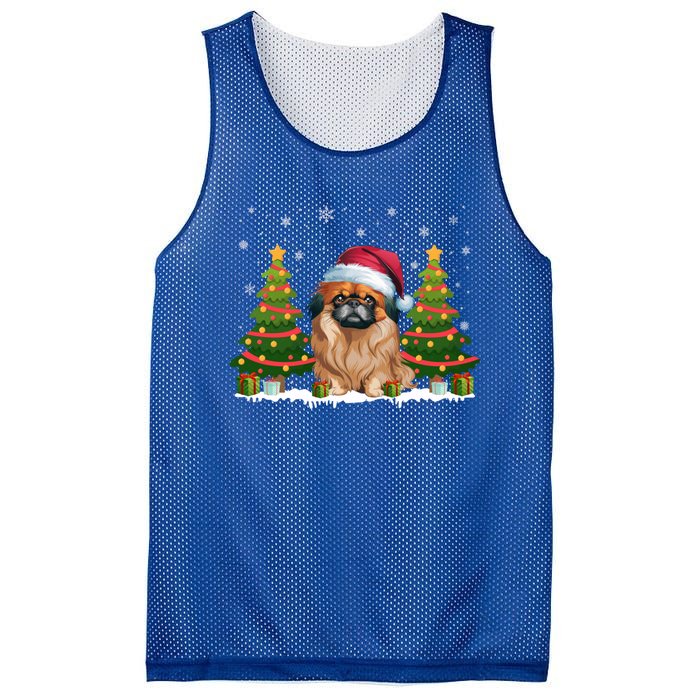 Xmas Tree Lights Pekingese Dog Santa Hat Christmas Meaningful Gift Mesh Reversible Basketball Jersey Tank