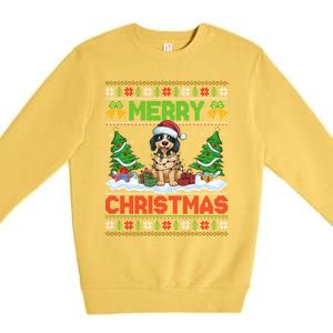 Xmas Tree Lighting Ugly Santa Hat Pudelpointer Dog Christmas Premium Crewneck Sweatshirt