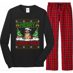 Xmas Tree Lighting Ugly Santa Hat Pudelpointer Dog Christmas Long Sleeve Pajama Set