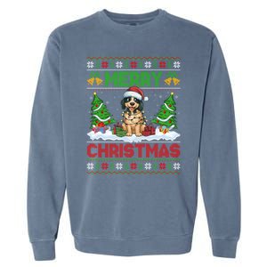 Xmas Tree Lighting Ugly Santa Hat Pudelpointer Dog Christmas Garment-Dyed Sweatshirt