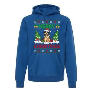 Xmas Tree Lighting Ugly Santa Hat Pudelpointer Dog Christmas Premium Hoodie