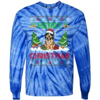 Xmas Tree Lighting Ugly Santa Hat Pudelpointer Dog Christmas Tie-Dye Long Sleeve Shirt