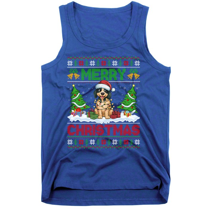 Xmas Tree Lighting Ugly Santa Hat Pudelpointer Dog Christmas Tank Top