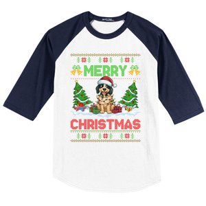 Xmas Tree Lighting Ugly Santa Hat Pudelpointer Dog Christmas Baseball Sleeve Shirt