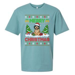 Xmas Tree Lighting Ugly Santa Hat Pudelpointer Dog Christmas Sueded Cloud Jersey T-Shirt