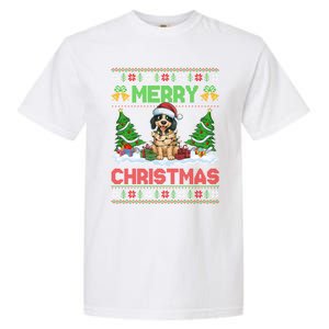 Xmas Tree Lighting Ugly Santa Hat Pudelpointer Dog Christmas Garment-Dyed Heavyweight T-Shirt