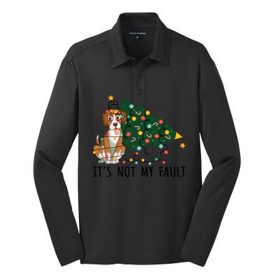 Xmas Tree Lights It Is Not My Fault Beagle Dog Christmas Cool Gift Silk Touch Performance Long Sleeve Polo