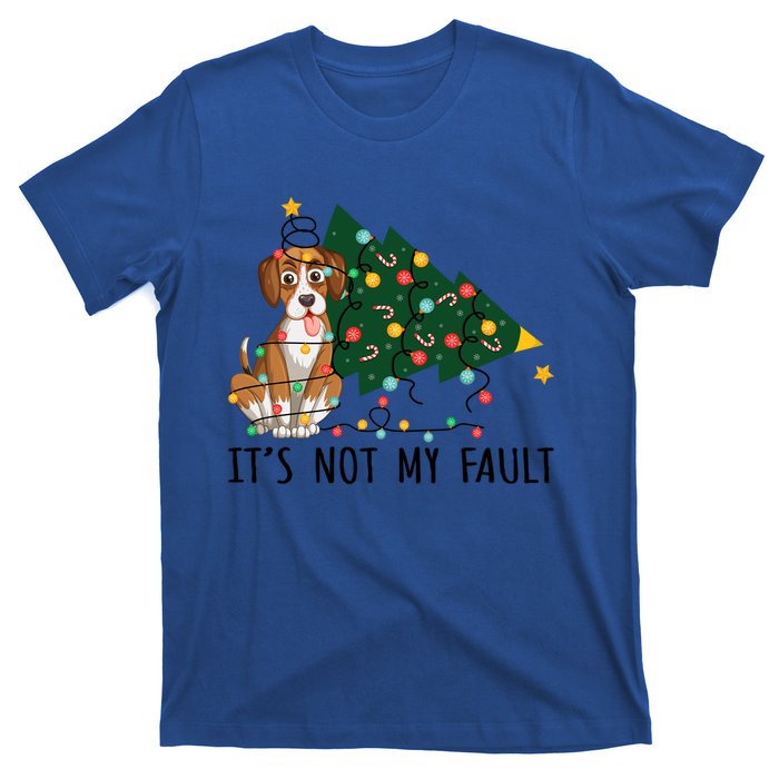 Xmas Tree Lights It Is Not My Fault Beagle Dog Christmas Cool Gift T-Shirt