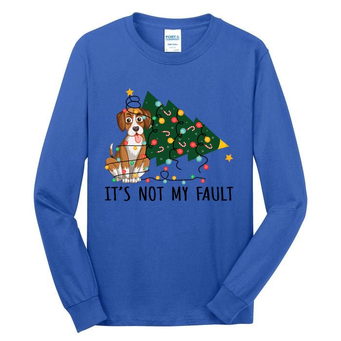 Xmas Tree Lights It Is Not My Fault Beagle Dog Christmas Cool Gift Tall Long Sleeve T-Shirt