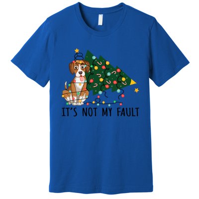 Xmas Tree Lights It Is Not My Fault Beagle Dog Christmas Cool Gift Premium T-Shirt