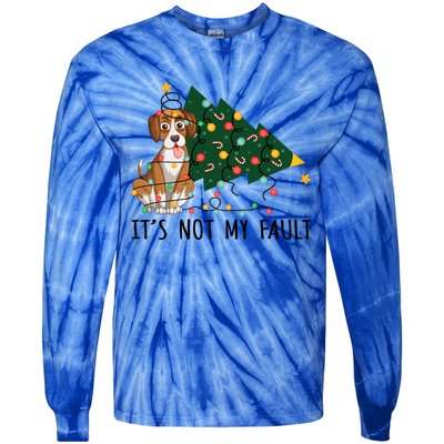 Xmas Tree Lights It Is Not My Fault Beagle Dog Christmas Cool Gift Tie-Dye Long Sleeve Shirt