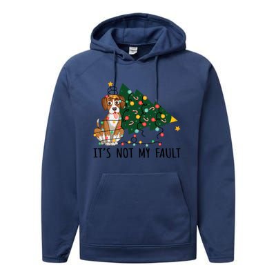 Xmas Tree Lights It Is Not My Fault Beagle Dog Christmas Cool Gift Performance Fleece Hoodie