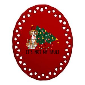 Xmas Tree Lights It Is Not My Fault Beagle Dog Christmas Cool Gift Ceramic Oval Ornament