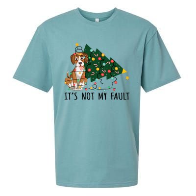 Xmas Tree Lights It Is Not My Fault Beagle Dog Christmas Cool Gift Sueded Cloud Jersey T-Shirt