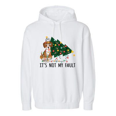 Xmas Tree Lights It Is Not My Fault Beagle Dog Christmas Cool Gift Garment-Dyed Fleece Hoodie