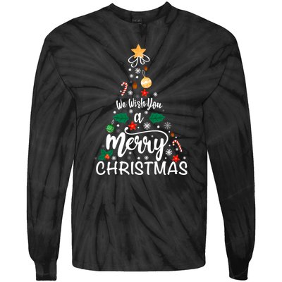 Xmas Tree Merry Christmas Tie-Dye Long Sleeve Shirt