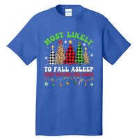 Xmas Tree Most Likely To Fall Asleep First Waiting For Santa Gift Tall T-Shirt