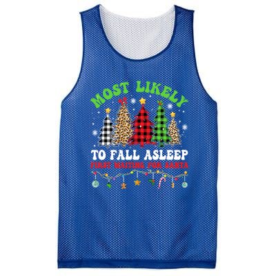 Xmas Tree Most Likely To Fall Asleep First Waiting For Santa Gift Mesh Reversible Basketball Jersey Tank