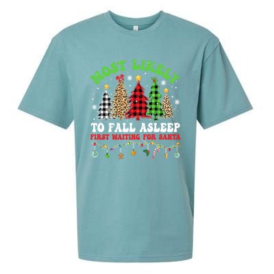 Xmas Tree Most Likely To Fall Asleep First Waiting For Santa Gift Sueded Cloud Jersey T-Shirt