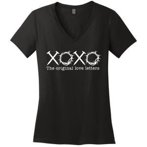 Xoxo The Original Love Letters Jesus Christian Women's V-Neck T-Shirt