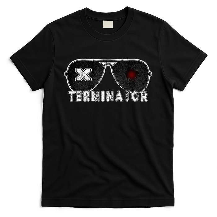 X Terminator Pest Control Sunglasses Vintage Retro Black T-Shirt