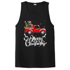 Xmas Tree Rottweiler Dog Riding Red Truck Merry Christmas Cool Gift PosiCharge Competitor Tank